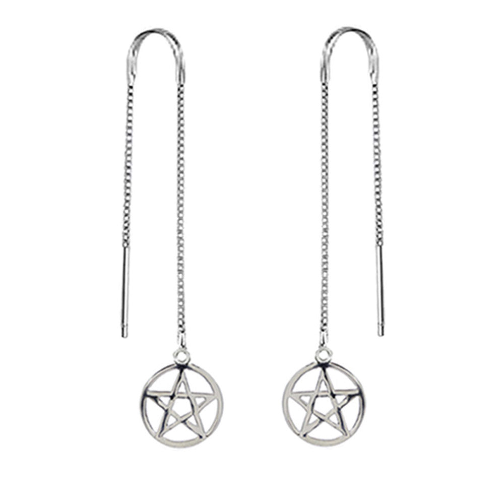 Silver deals pentagram earrings