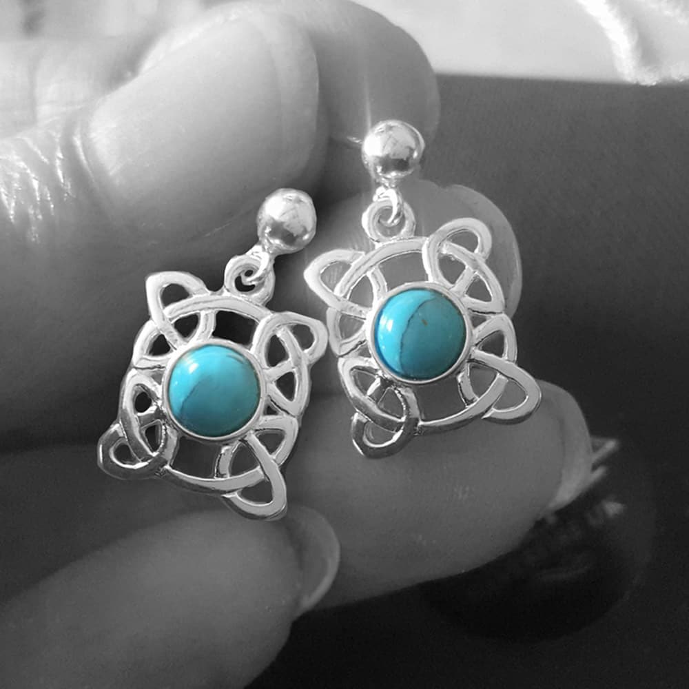 Silver turquoise store dangle earrings