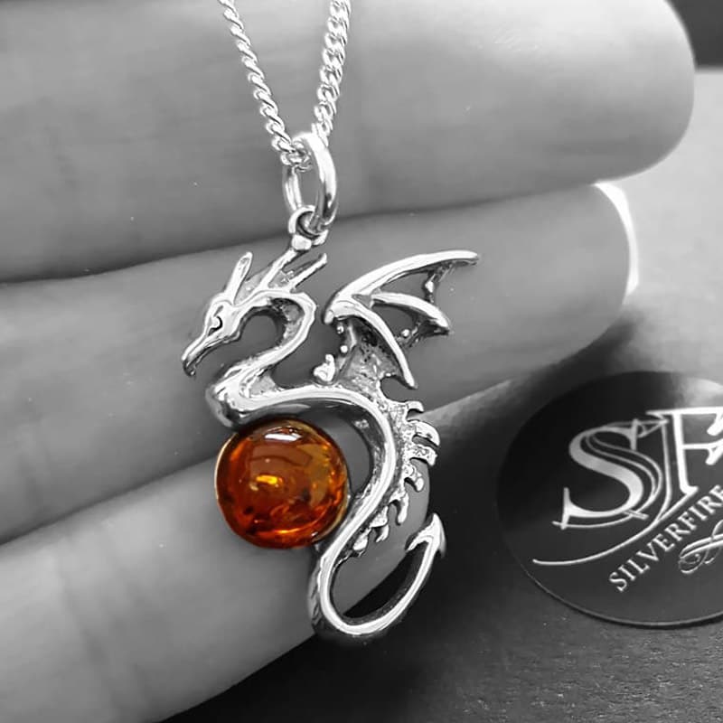 Silver and sale amber pendant