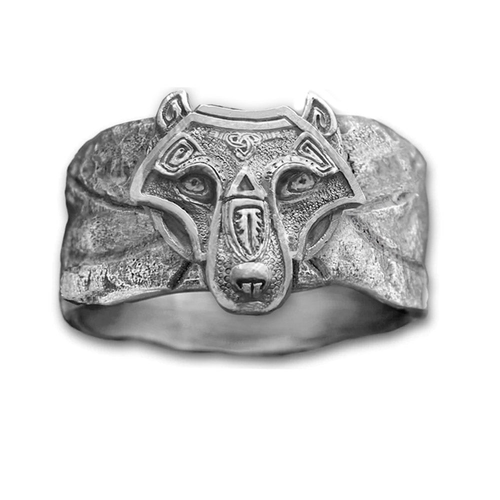 Sterling silver sale wolf ring