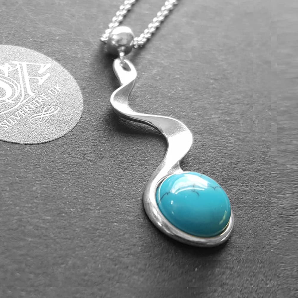 Turquoise blue hot sale stone necklace