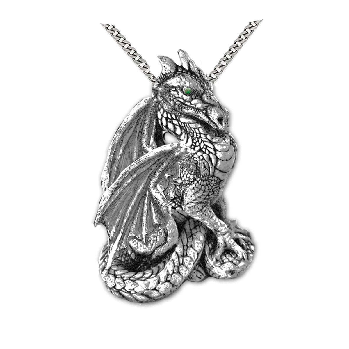 Opal & emerald Dragon pendant with silver plated Necklace real beautiful shops gift