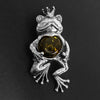 king frog pendant amber necklace, 925 silver frog jewellery