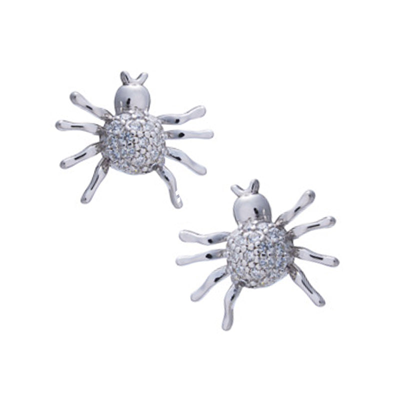 silver spider earrings, spider studs