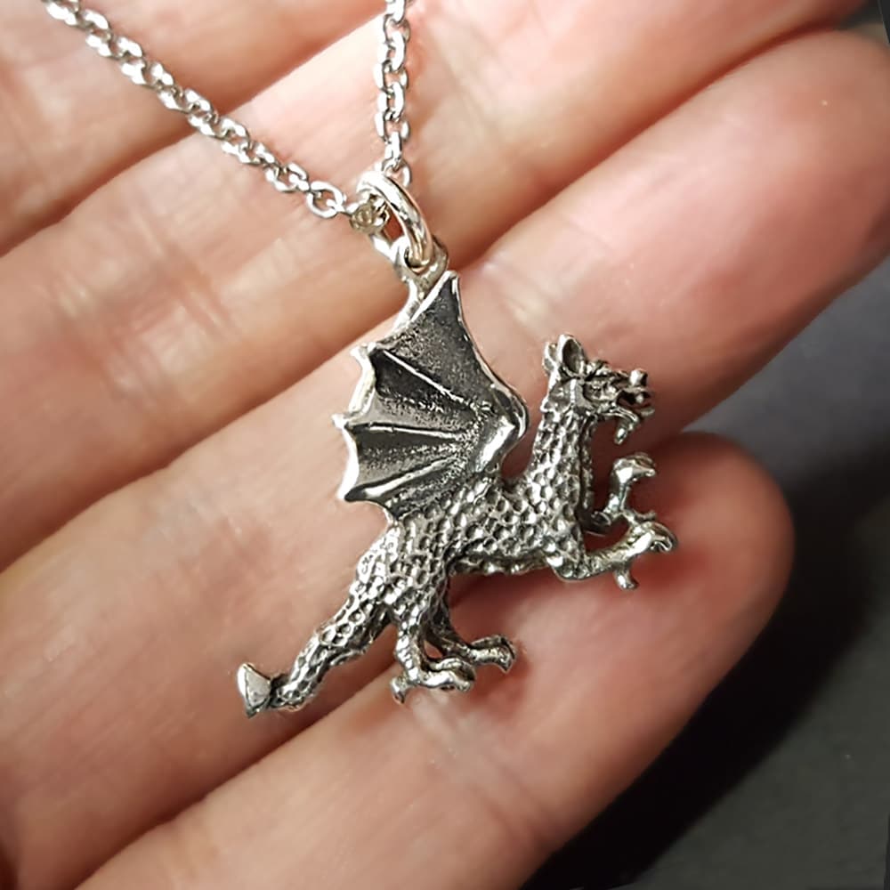 Silver on sale dragon pendant