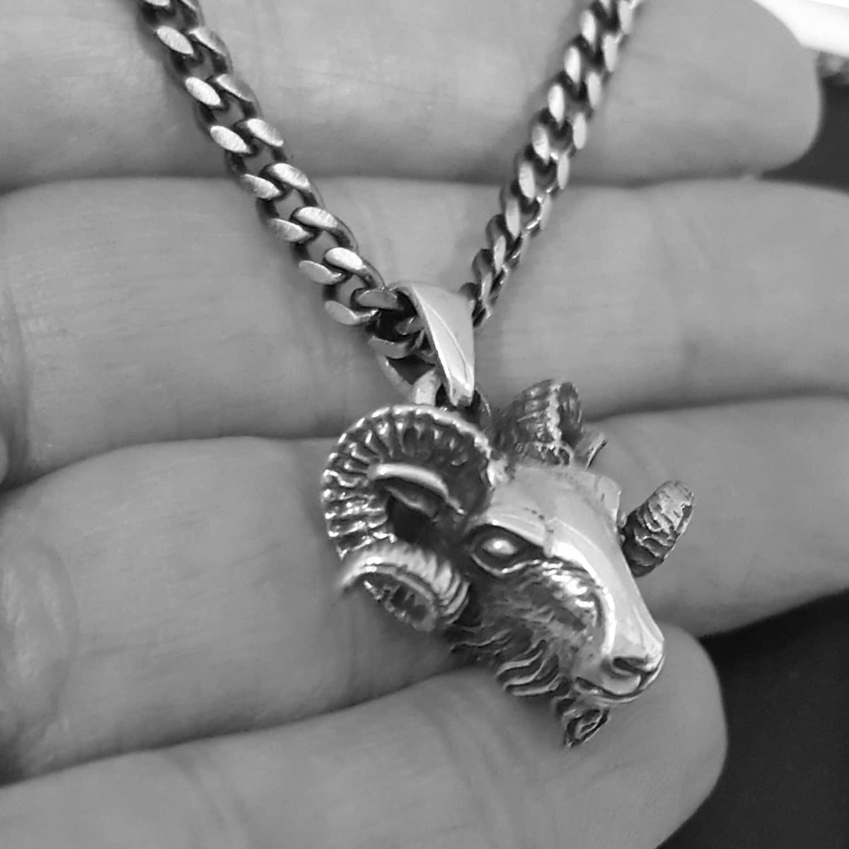 silver ram necklace mens