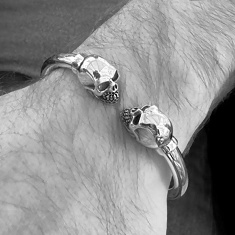 skull torque bangle men