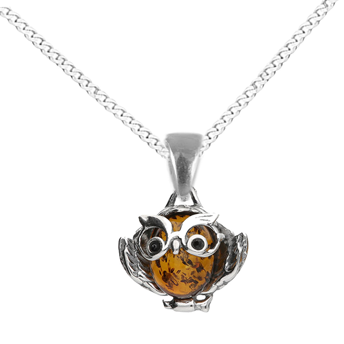 Owl pendant amber necklace, wise owl jewellery 