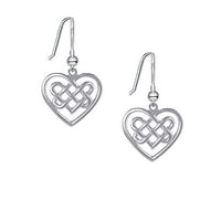 celtic heart earrings, dangle earrings with celtic hearts 