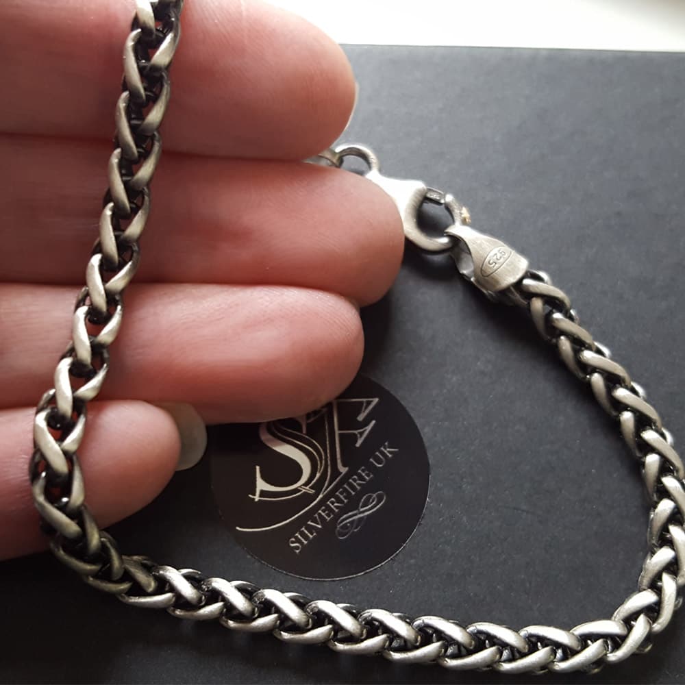 Mens oxidised silver on sale bracelet