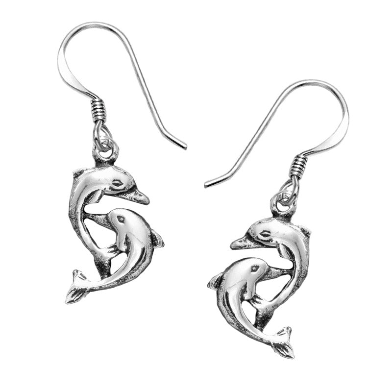 Silver deals dolphin earrings