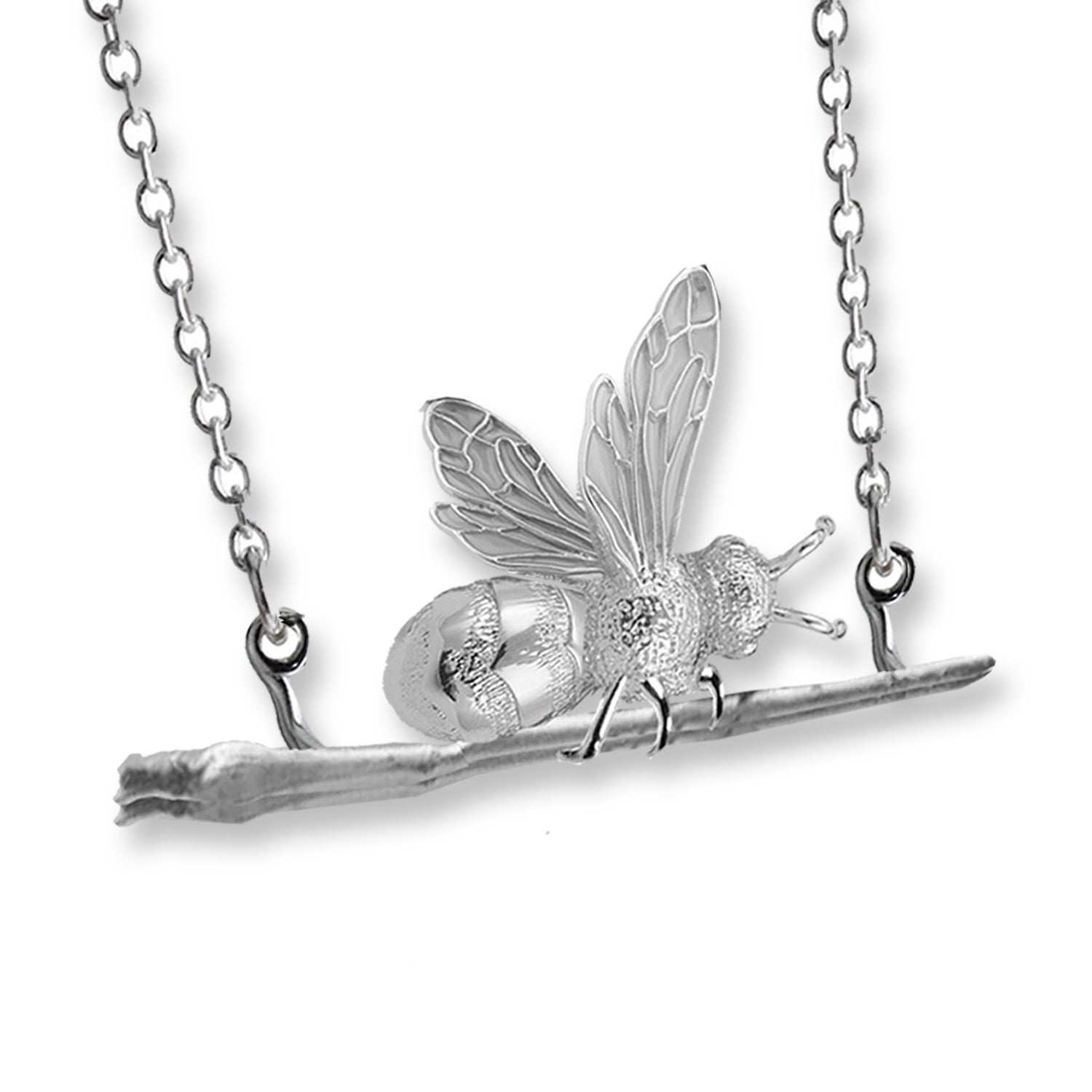 Alex Monroe Baby Bee Pendant Necklace, Silver at John Lewis & Partners